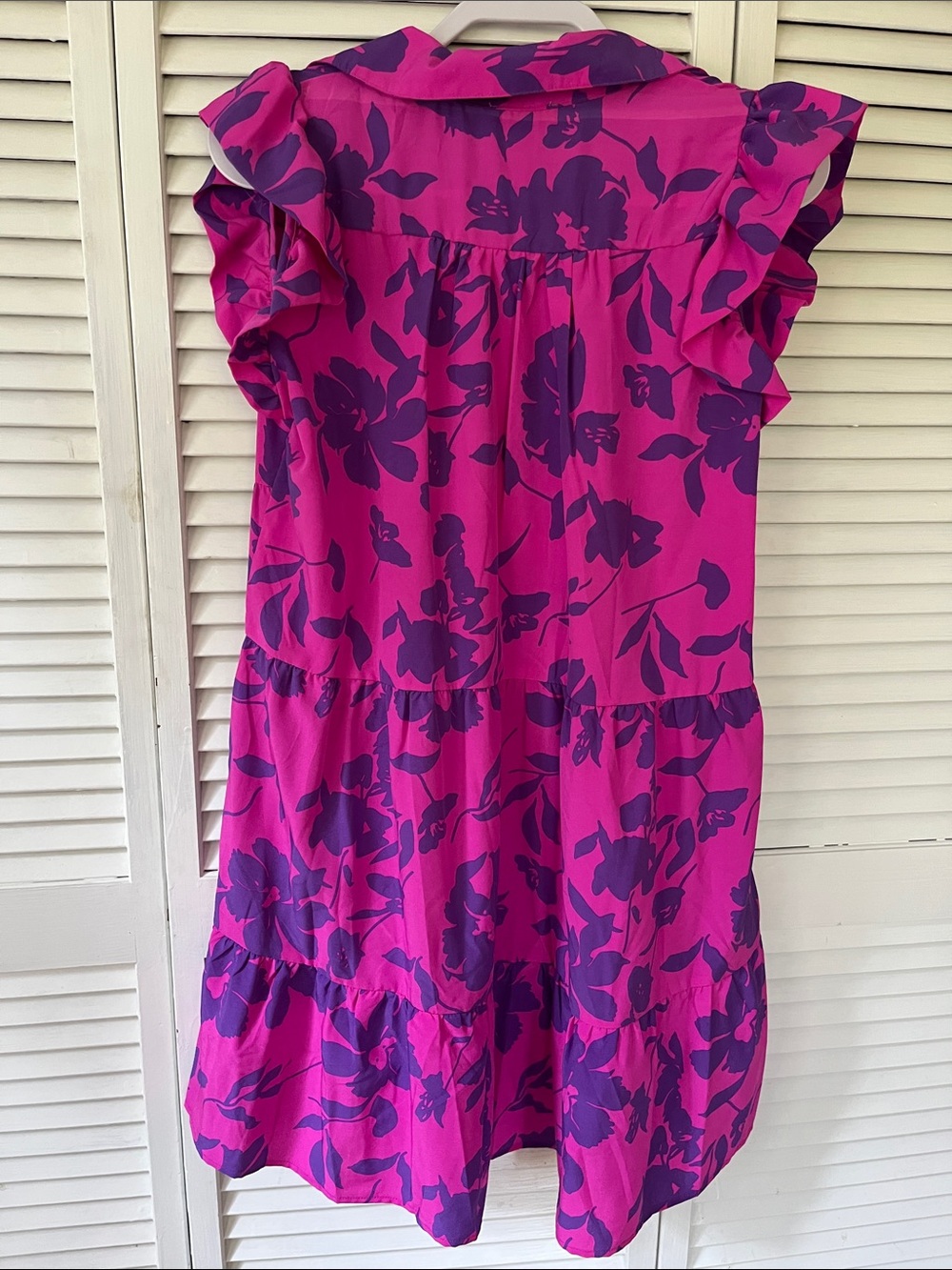 Umgee Hot Pink & Purple Floral Ruffle Tiered Dress - Picture 3 of 4
